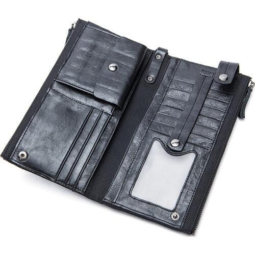 Weduoduo Luxury Brand 100% Genuine Cowhide Leather Vintage Walet Male Wallet Men Long Clutch with Coin Purse Pocket Rfid