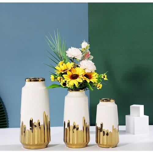 Modern Ceramic Vases for Decoration White Vases Home Decor Living Room Table Decoration Minimalist Decor Golden Crafts Gifts