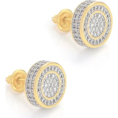 Hip HOP 5A CZ Stone Bling Ice Out Stud Earring Round Sterling Sliver Earring for Women Men Fine Jewelry Earrings Friendship Gift