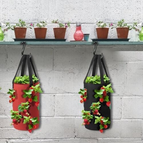 Hanging Strawberry Planting Grow Bags With Handles Thicken Vegetable Potato Greenhouse Container Bag Garden Pot Storage D30