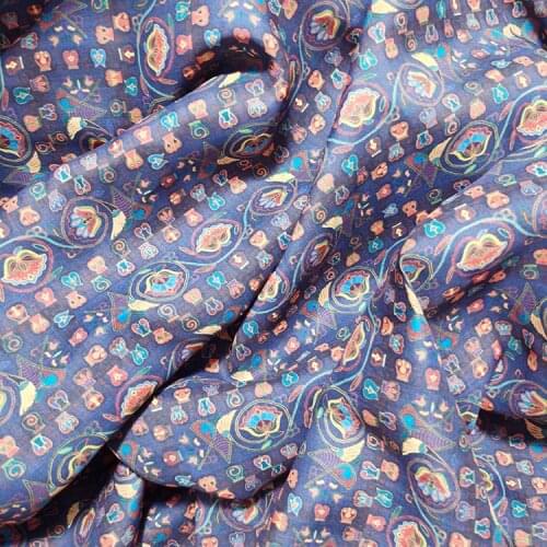 High quality New Ramie fabric Featured flower print material Advanced custom cheongsam dress shirt patchwork