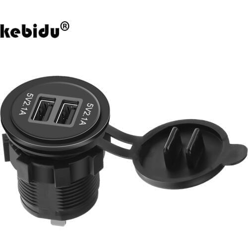 Kebidu 4.2A Dual USB Charger Motorcycle USB Socket 12-24V Power Adapte with LED light for Xiaomi Huawei IPhone Car GPS Tracker