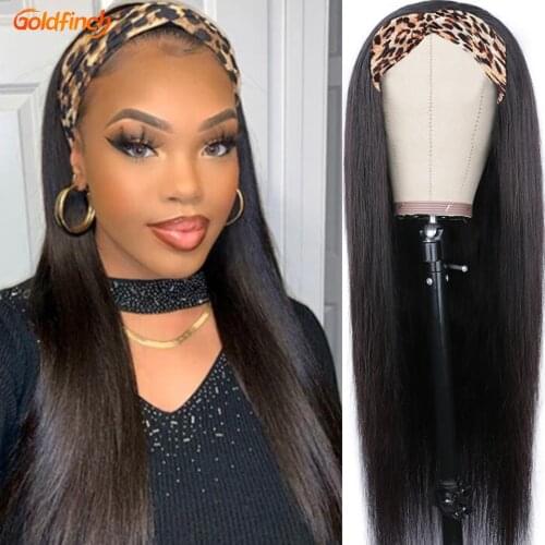 Headband Wig Human Hair Straight Brazilian Head Bands For Women Glueless Bandeau Femme Pour Cheveux Head Scarf Hairband Wig