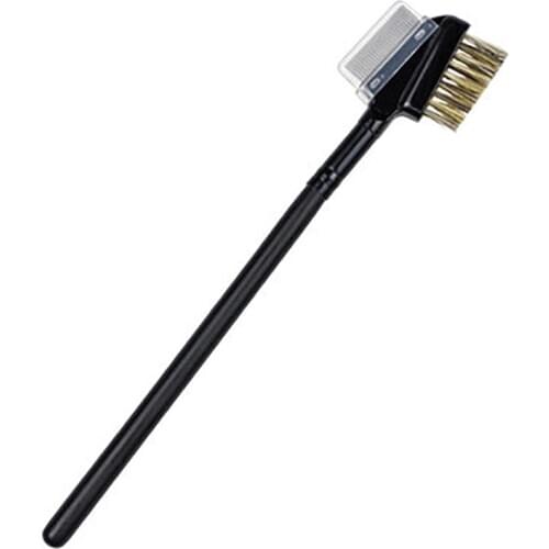 1pcs Double Sided Eyelash Brush Steel Eyelash Comb With Cover Trim Eyelashes Tool Wood Handle Comb Professional Eyebrow Eye Tool