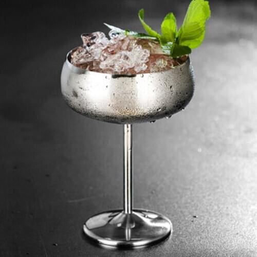 1Pcs Luxury 304 Stainless Steel Cocktail Glass Cocktail Juice Drink Champagne Goblet Party Barware Kitchen Tools Silver