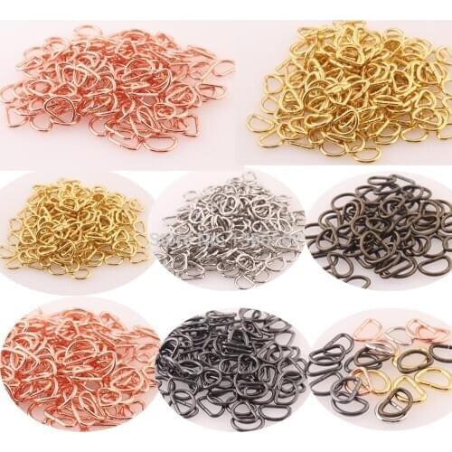 100pcs 10mm inner Metal Rose Gold /gold/bronze/gunmetal/nickel D Ring Dee Ring for lanyard Webbing Backpack Bag Leather craft