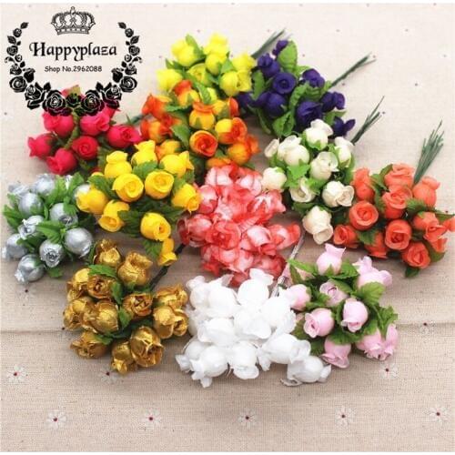 12pcs Mini Pomegranate Flower Artificial Silk Flower Handmade DIY Wedding Home Decoration Decorative Bridal Flower Fake Flower