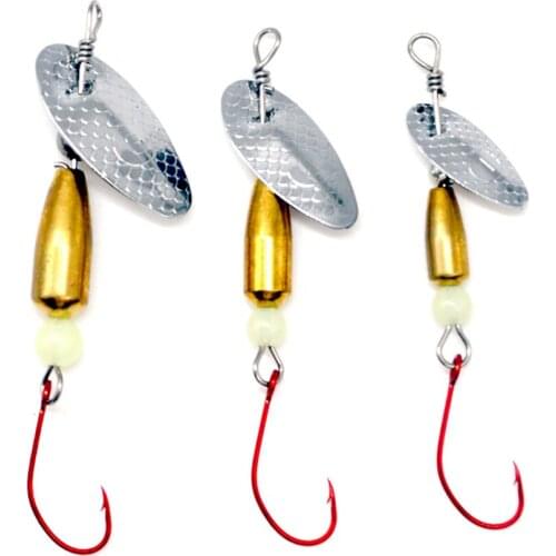 2Pcs Spinner Bait 2.2g 3.8g 5.8g Rotation Spoon Sequins Fishing Lures Artificial Bait Metal With Single Hooks Pike Carp Fishing