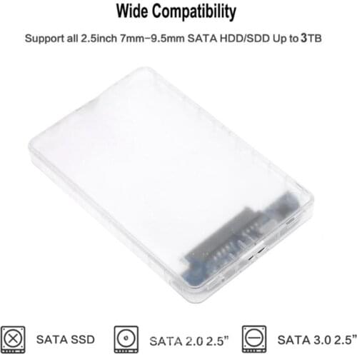 2019 NEW Transparent SSD HDD Case 5Gbps USB 3.0 To SATA 3.0 Adapter External 2.5 inch Hard Drive Box HDD Enclosure UASP Protocol