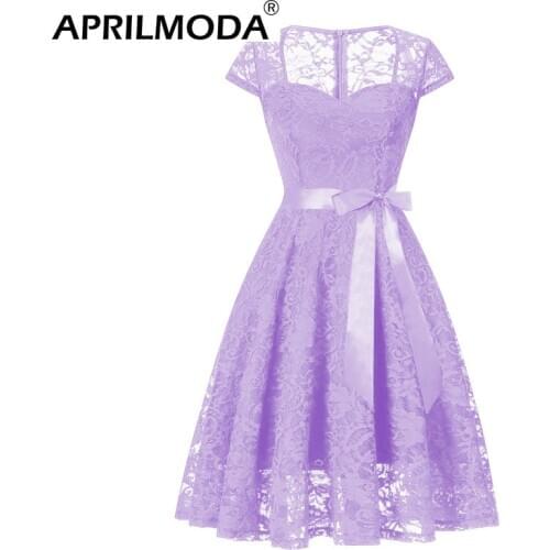 2020 Purple Floral Lace Vintage Formal Dress Elegant Sweetheart Neck Women Summer Cap Sleeve Short Midi Party A Line Vestidos