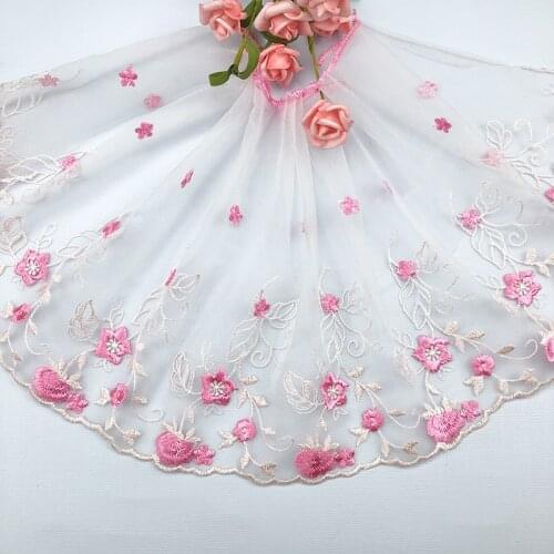 30Yards Floral Lace Trim Pink Blue Purple For Bra Clothes Accessories Dress Sewing Applique Lingerie Fabrics 22cm Wide