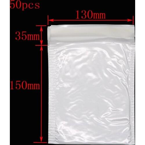 50pcs White Ultra-thin Bubble Bag (13 * 15cm + 3.5cm) Waterproof and Shockproof Pearl Film Envelope Business Office Stationery