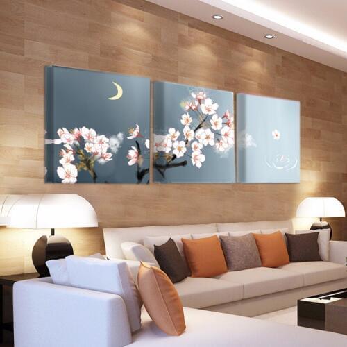 5D Diy Diamond Embroidery Moon Magnolia Flowers Diamond painting Full square round mosaic rhinestone picture triptych Decor C993