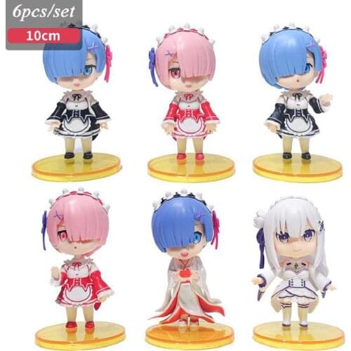 6pcs/set Anime Peripheral Re:life In A Different World From Zero Hot Action Figures Model Toy Collection Desktop Decor Gift Doll