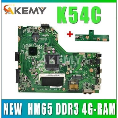 Akemy K54C REV 2.1 Laptop Motherboard for Asus K54C X54C K54L Mainboard PGA989 With HM65 DDR3 4G-RAM
