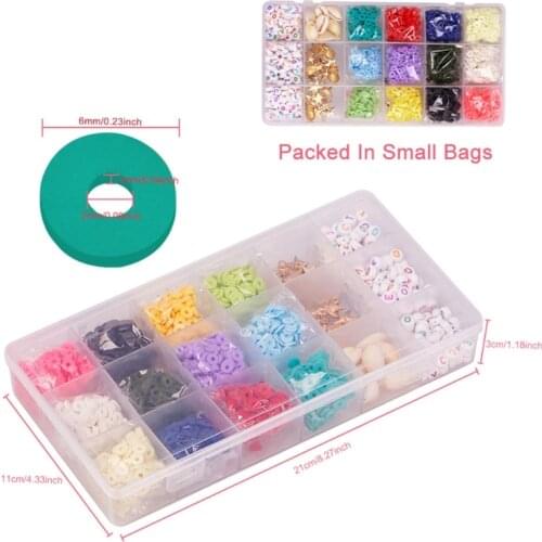 H9ED Garment Accessory Flat Round Beads Colourful Polymer Clay Beads Pony Large Hole Cube Square Loose Spacer Craft Gift