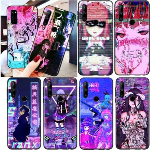 Silicone Black Cover Sad Anime Aesthetic Senpai For Honor 8S 8C 8X MAX 8A 8 7S 7A 7C Play 3E Prime Pro 2020 2019 Phone Case