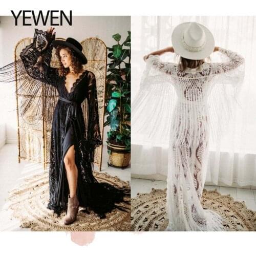 Black Strech Lace Beach Dress for Photoshoot Leg Slit Sexy Evening Gown Designer Photo Shoots Dress for Baby Shower 2021 YEWEN
