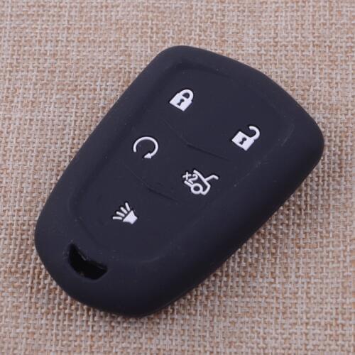 CITALL Black Silicone Remote Key Case Fob Cover Shell Skin Holder 5 Button Fit For Cadillac CT6 ATS CTS XTS SRX XT5 2015 - 2019