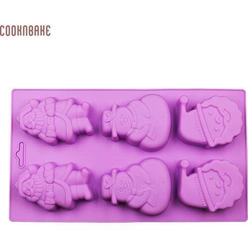COOKNBAKE DIY 6 Holes Silicone Mold Chocolate Mold Cake Santa Snowman Christmas Style CDSM-676