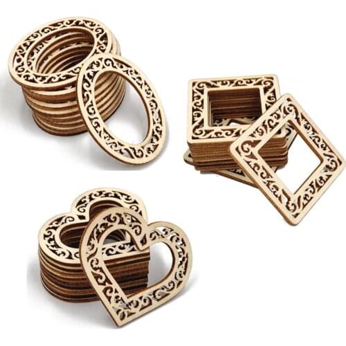 10PCS Wood Shaped Heart Oval Slices Discs Blank Log for Home DIY Crafts Decorative Wedding Centerpieces Christmas Ornaments
