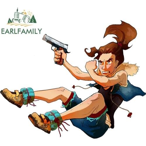 EARLFAMILY 13cm x 12.6cm for Timid Man Shooting Vinyl Car Wrap Decal Funny Car Stickers Waterproof Windshield JDM Decoration