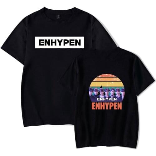 ENHYPEN KPOP 2D Summer Harajuku Mens T-shirts Short Sleeves Mens Street Wear Clothing
