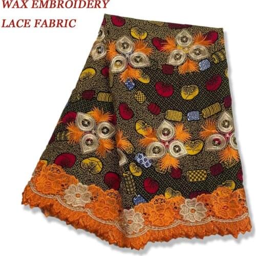 Purple African Wax Prints Fabric With Cord Lace High Quality Sequins Embroidery Guipure Lace Fabric 2021 For Party Dress Cloth