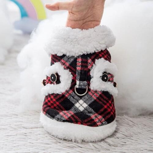 Plaid Jacket Cotton Pet Dog Clothes Fashion Coat Clothing Dogs Super Warm Costume Cute Thicker Chihuahua Winter Red Boy Mascotas