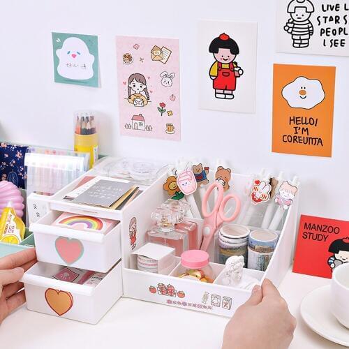 Creative Multifunctional Desktop Organizer Pen Holder Makeup Storage Box School Office Accessories Stationery