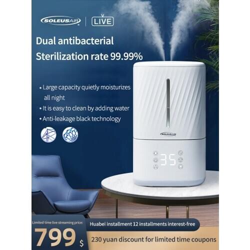 Multi-sterilization smart humidifier with water timing cooling/ warm air processor with humidity adjustment large-capacity home