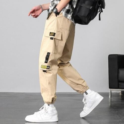 Mens Side Pockets Cargo Harem Pants 2021Sweatpants Joggers Black Hip Hop Casual Male Trousers Fashion Casual Streetwear Pants
