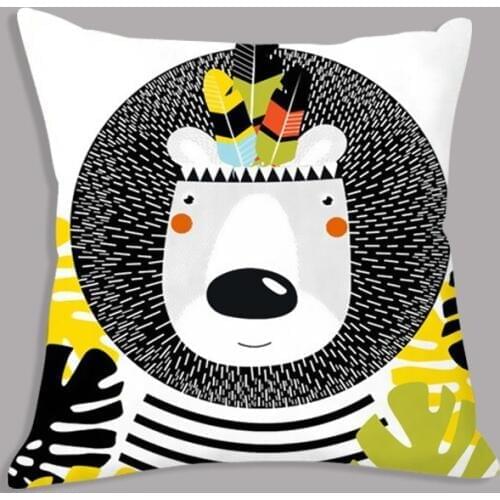 Cartoon Lion Fox Koala Animals Printed Soft Cushion Throw Pillow Velvet Fabric Decorative Cushion for Sofa Home Decor