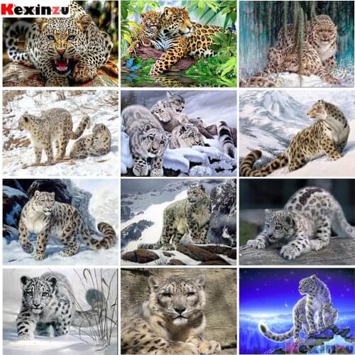 KEXINZU DIY Diamond Painting Cross Stitch Kit 3D Sets For Embroidery Diamond Embroidery Cross-Stitch Needlework Leopard Y04610