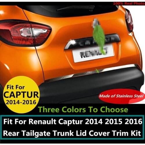 Stainless Steel Rear Behind Trunk Tailgate Door Tail Bottom Lid Streamer Molding Cover Kit For Renault Captur 2014 2015 2016