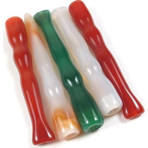 Natural red white and green agate dry cigarette holder jade stone cigarette filter wholesale