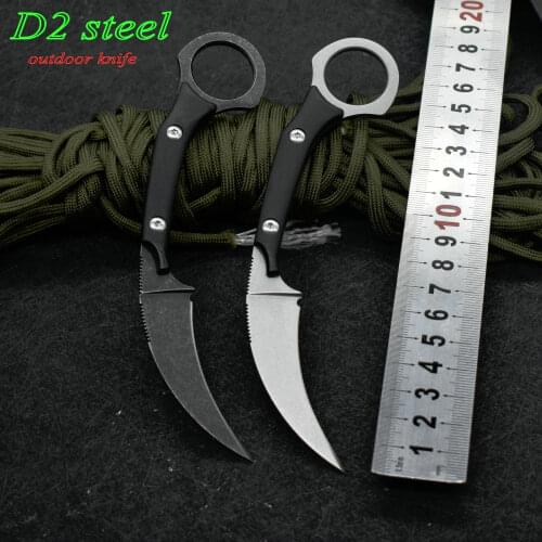 D2 Steel G10 Handle Karambit Knives Mini Claw Hunting Fighting Camping Tools EDC Tactical Gear Army Knives K Sheath Sharp CSGO
