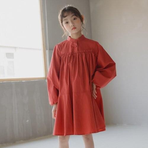 Teen Girls Dress Elegant Long Sleeve Knee Length Red Dress Party Wedding Clothes for 6 8 10 12 years