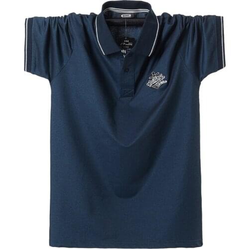 Plus 6XL 5XL XXXXL Short Sleeve Shirt Pathwork Casual Sport Top Blouse embroidery breathable cotton Stitching polo shirt 2020