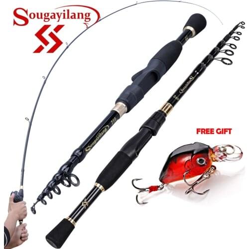 Sougayilang Portable Telescopic Fishing Rods 1.8M -2.4M Carbon Fiber Ultralight Spinning Casting Fishing Rod Lure Fishing Tackle