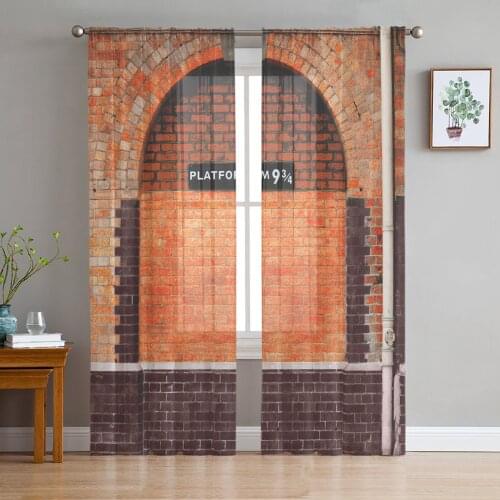 Brick Wall Sheer Curtains for Living Room Bedroom Kitchen Tulle for Windows Voile Drapes Home Decoration