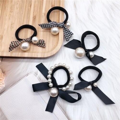 2021 New Girl Simple Elastic Hair Ropes Pearl Hair Ties Rubber Band for Women Fashion Hair Accessories