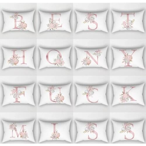 Pink Letter Decorative Polyester Waist Pillow Cushion Covers Pillowcase Cushions for Sofa