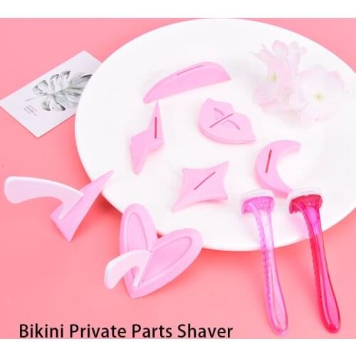 Pink Pubic Hair Trimmer Bikini Shaving Stencil Pubic Hair Shaping Template Razor 1 Set
