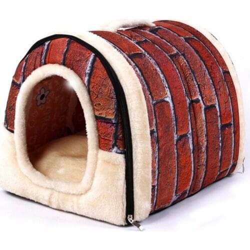 Foldable Dog House Kennel Dog Bed Mat For Small Medium Dogs Winter Warm Teddy Bichon Cat Nest Pet Basket Puppy Cave Bed Sofa