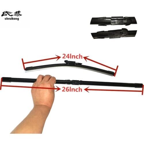 Car styling stickers Wiper blades for 2006-2016 Volkswagen Crafter 26"+24" fit pinch tab type wiper arms only