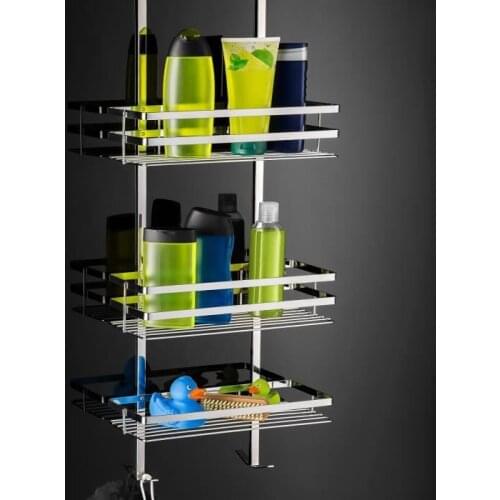 Home Bathroom Storage Racks Metal Punch-Free Shelf Shower Wall-mounted Suction Basket Organizer Kitchen Corner Hanging Racks HWC