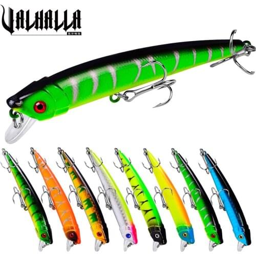 VALHALLA 8PCS Floating Fishing Lure Minnow Baits 9.5cm-8g Topwater Hard Wobblers Artificial Swimbaits Bass Isca Fishing Tackle