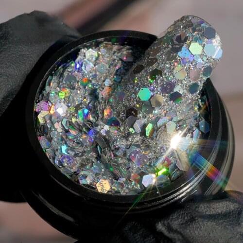 Holographic Powder on Nails Laser Silver Glitter Chrome Nail Powder Shiny Mix Dip Powder Flakes Nail Art Pigment Paillettes