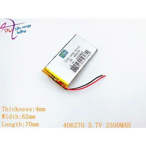 1pcs [SD] 3.7V,2500mAH,[406270] 406070 Polymer lithium ion / Li-ion battery for TOY,POWER BANK,GPS,mp3,mp4,cell phone,speaker